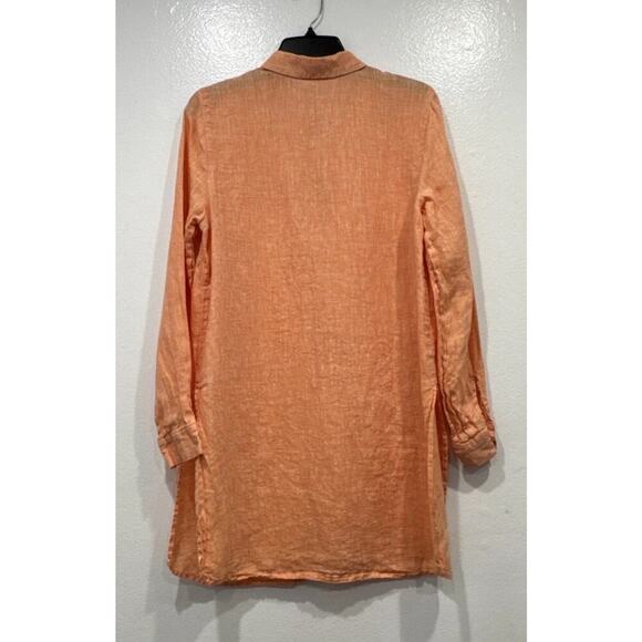 J. Jill Love Linen Orange Tunic Top Women’s Size Small Button Down Lagenlook - Picture 4 of 7